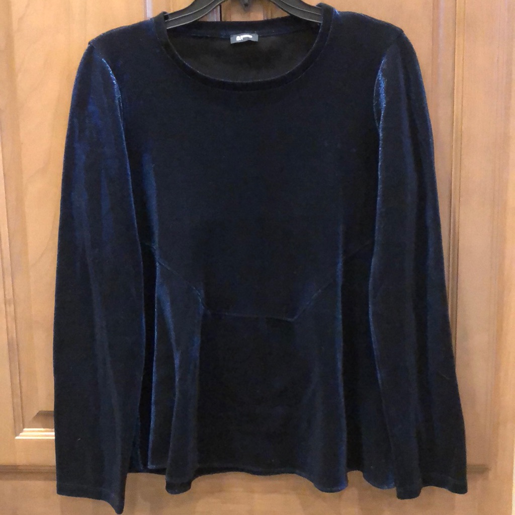 New Jil Sander Metallic Peplum Iridescent Peplum Flowy Long-Sleeve Blouse